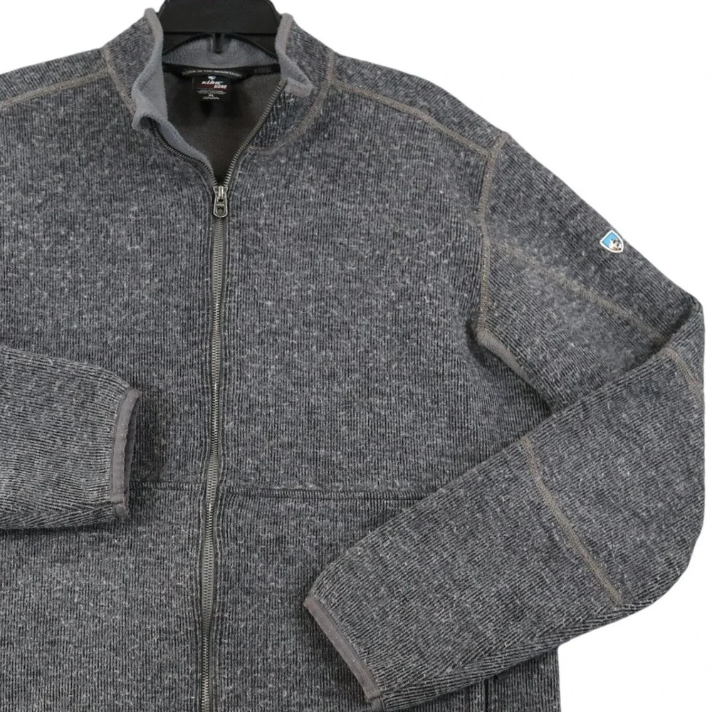 Kuhl Interceptr Full Zip Jacket Mens XL Gray Fleece Lined Wool Hiking Layer